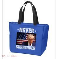 Donald Trump President Mugshot Never Surrender USA Flag Tote Bag thumb 3