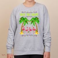Deck the Palms Merry Flamingo Christmas funny Women's Sweatshirt thumb 0