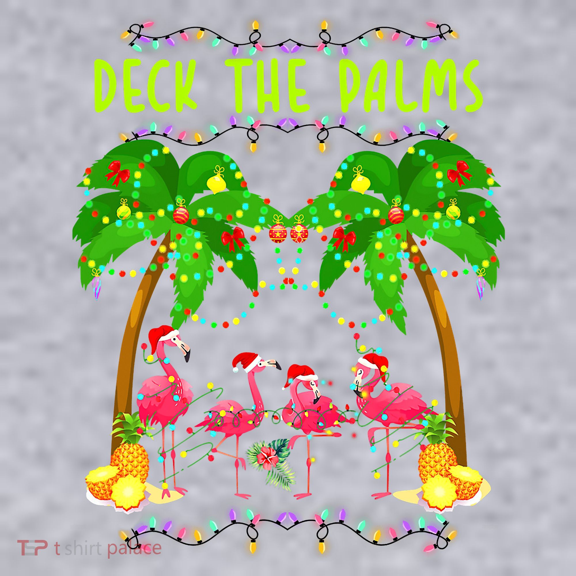Deck the Palms Merry Flamingo Christmas funny Women's Sweatshirt