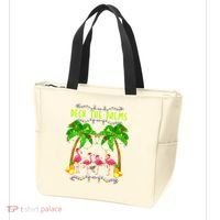Deck the Palms Merry Flamingo Christmas funny Tote Bag thumb 3