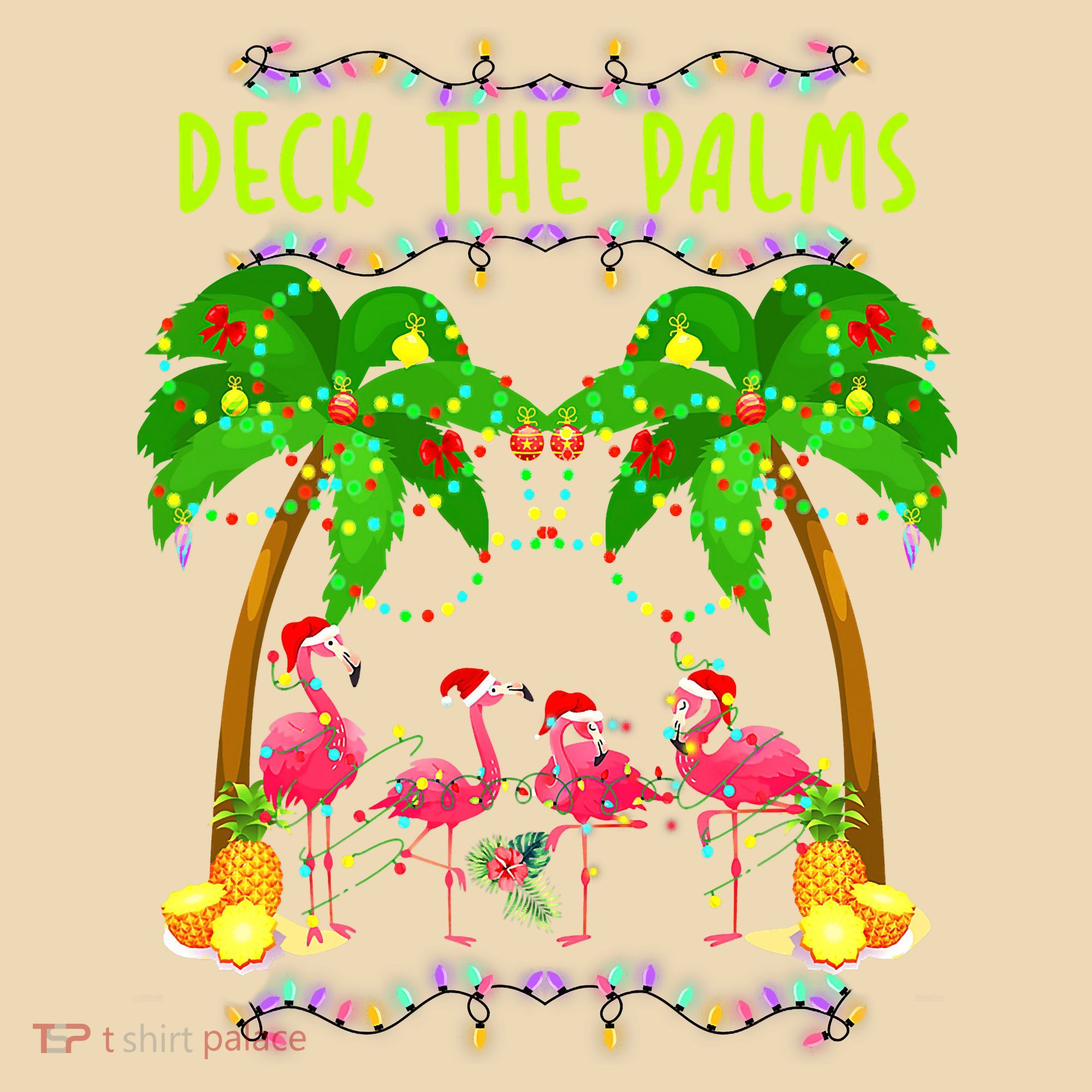 Deck the Palms Merry Flamingo Christmas funny Tote Bag