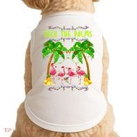 Deck the Palms Merry Flamingo Christmas funny Doggie Tank thumb 0