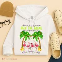 Deck the Palms Merry Flamingo Christmas funny Hoodie thumb 4