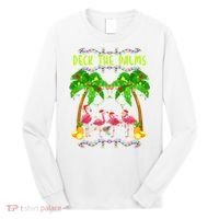 Deck the Palms Merry Flamingo Christmas funny Long Sleeve Shirt thumb 0