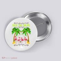 Deck the Palms Merry Flamingo Christmas funny Button thumb 0