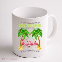 Deck the Palms Merry Flamingo Christmas funny Coffee Mug thumb 1