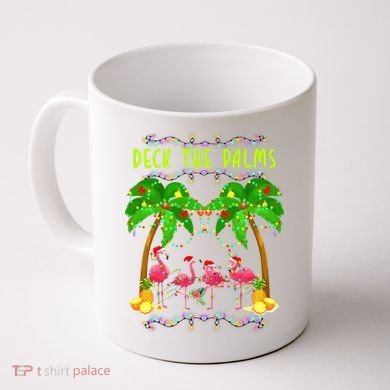 Deck the Palms Merry Flamingo Christmas funny Coffee Mug