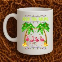 Deck the Palms Merry Flamingo Christmas funny Coffee Mug thumb 2
