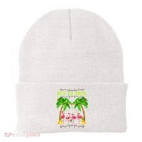 Deck the Palms Merry Flamingo Christmas funny Beanie thumb 0
