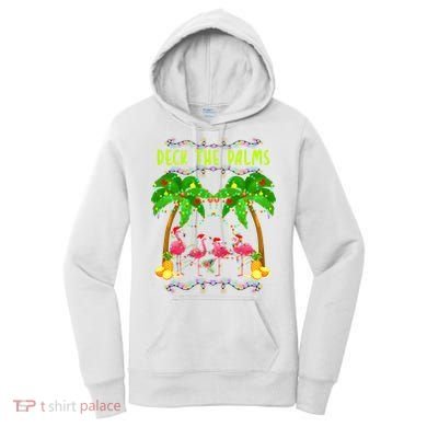 Deck the Palms Merry Flamingo Christmas funny Women's Hoodie