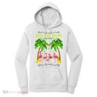 Deck the Palms Merry Flamingo Christmas funny Women's Hoodie thumb 0