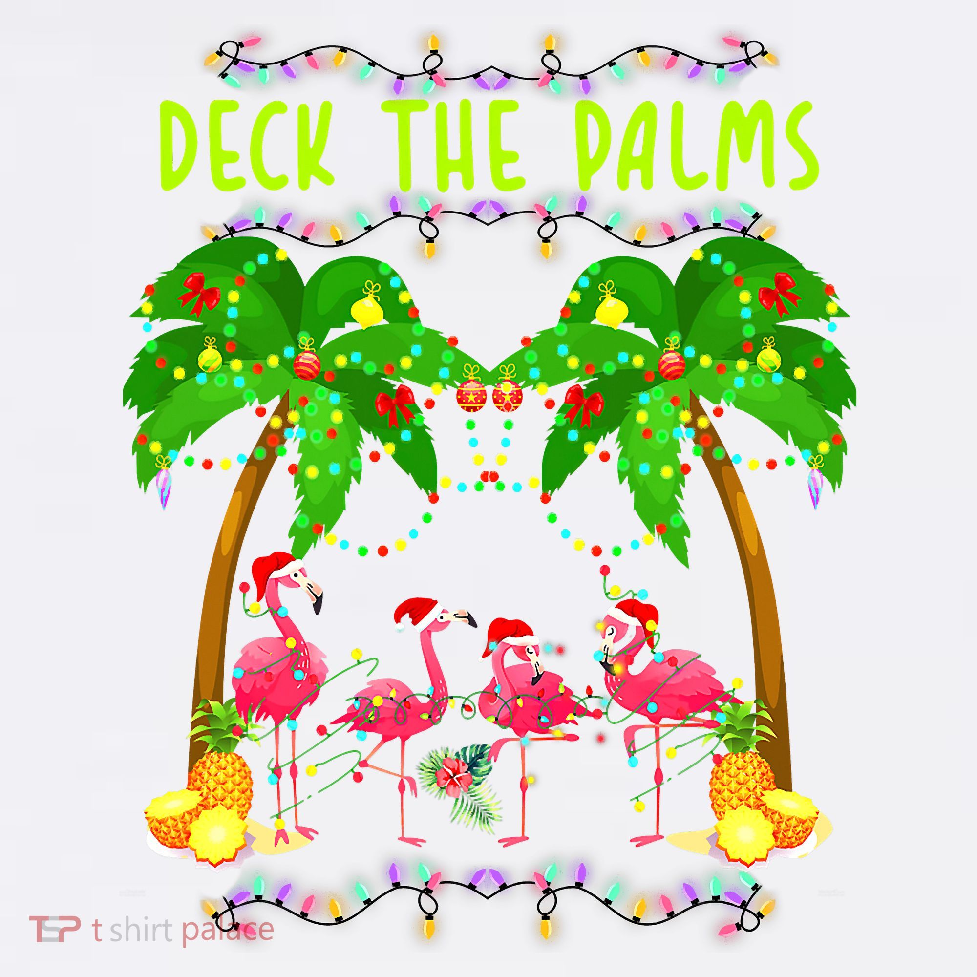 Deck the Palms Merry Flamingo Christmas funny Women's Hoodie