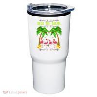 Deck the Palms Merry Flamingo Christmas funny Tumbler thumb 0