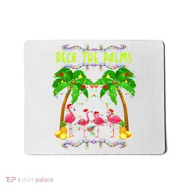 Deck the Palms Merry Flamingo Christmas funny Mousepad