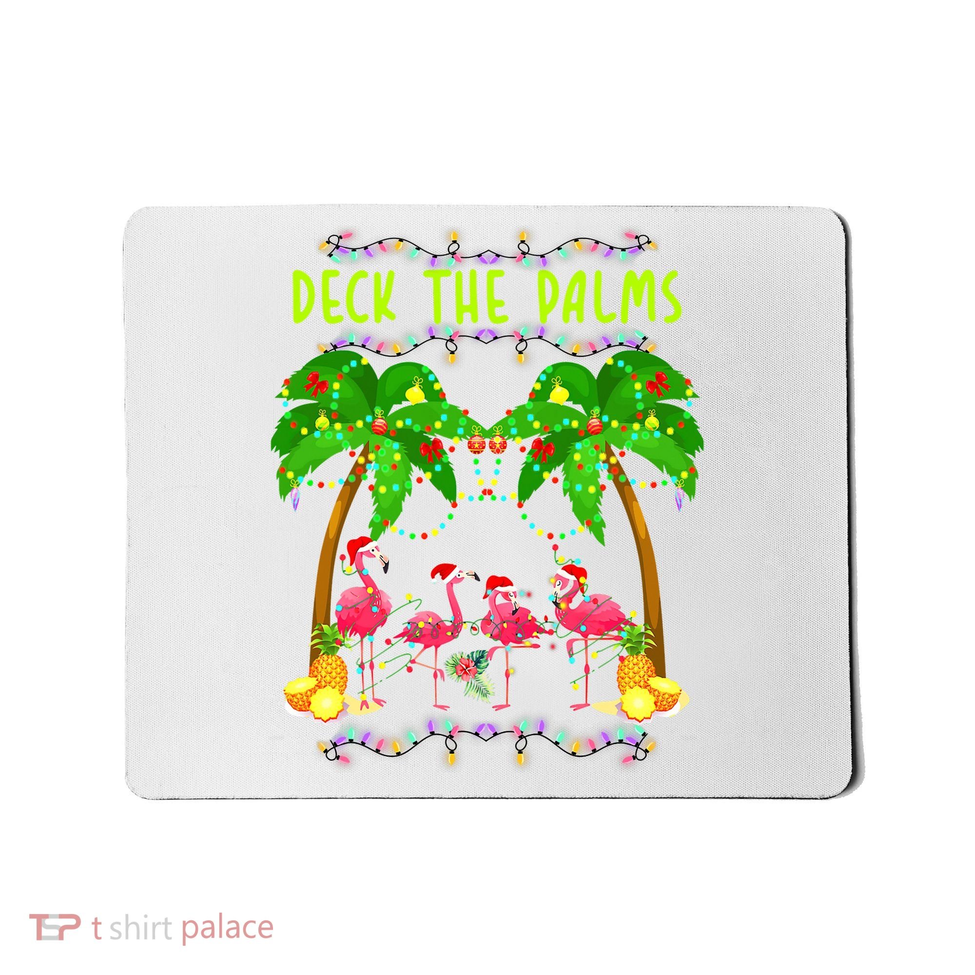 Deck the Palms Merry Flamingo Christmas funny Mousepad