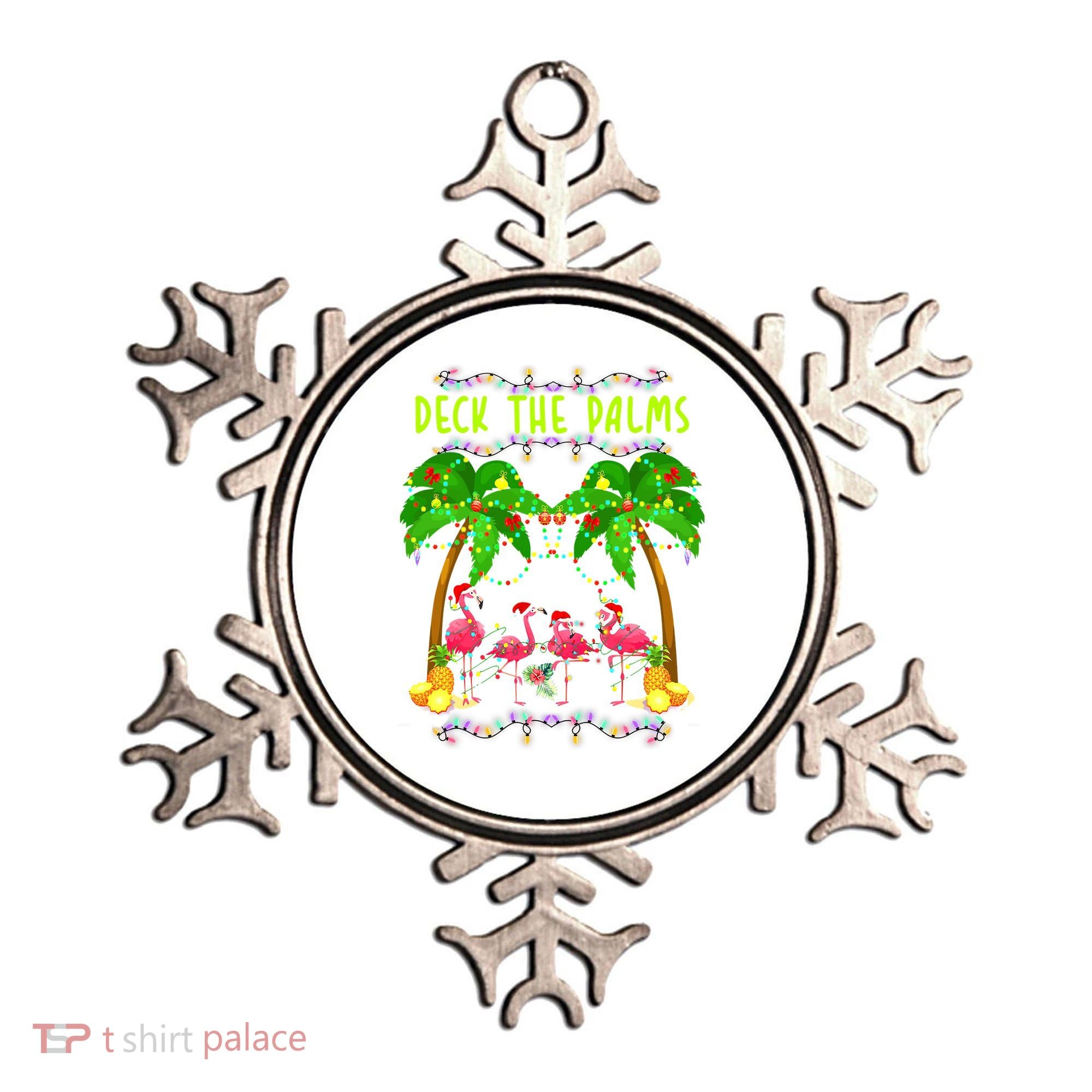 Deck the Palms Merry Flamingo Christmas funny Ornament