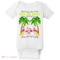 Deck the Palms Merry Flamingo Christmas funny Baby Bodysuit thumb 0