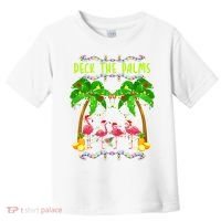 Deck the Palms Merry Flamingo Christmas funny Toddler T-Shirt thumb 0