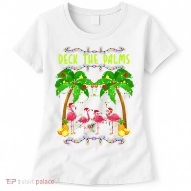 Deck the Palms Merry Flamingo Christmas funny Women's T-Shirt
