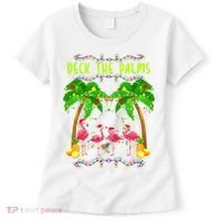Deck the Palms Merry Flamingo Christmas funny Women's T-Shirt thumb 0