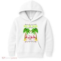 Deck the Palms Merry Flamingo Christmas funny Kids Hoodie thumb 0