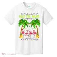 Deck the Palms Merry Flamingo Christmas funny Kids T-Shirt thumb 0