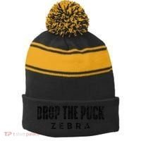 Drop The Puck Zebra Stripe Pom Pom Beanie thumb 0