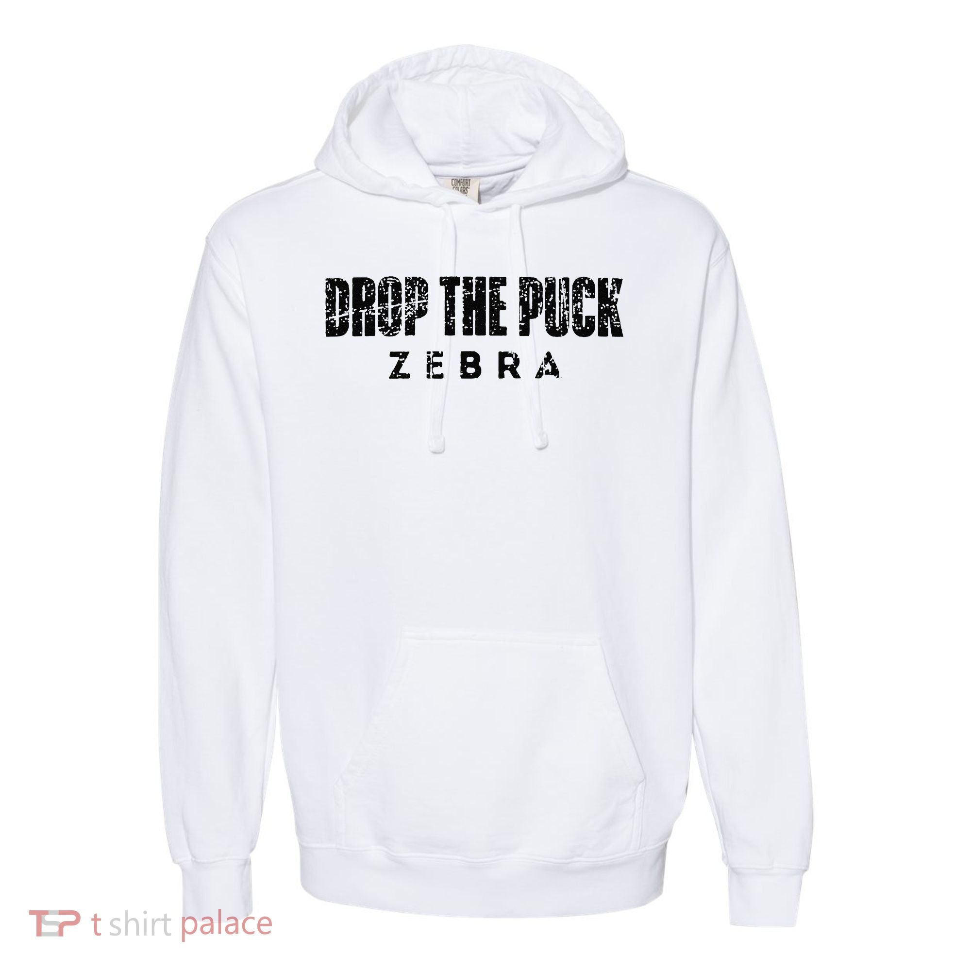 Drop The Puck Zebra Comfort Colors Garment-Dyed Hooded Sweatshirt