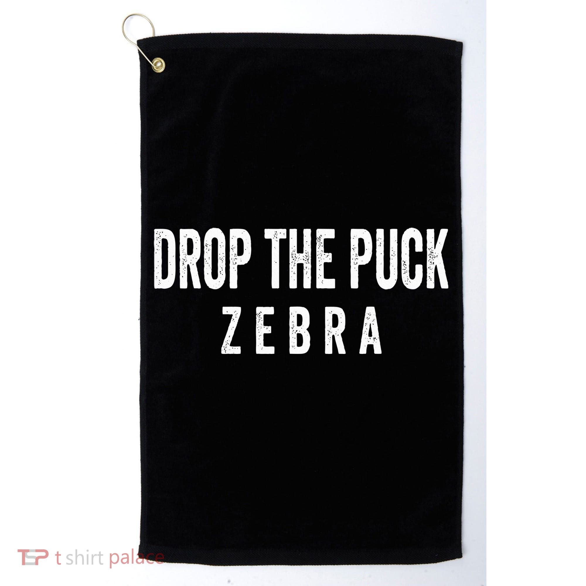 Drop The Puck Zebra Golf Towel