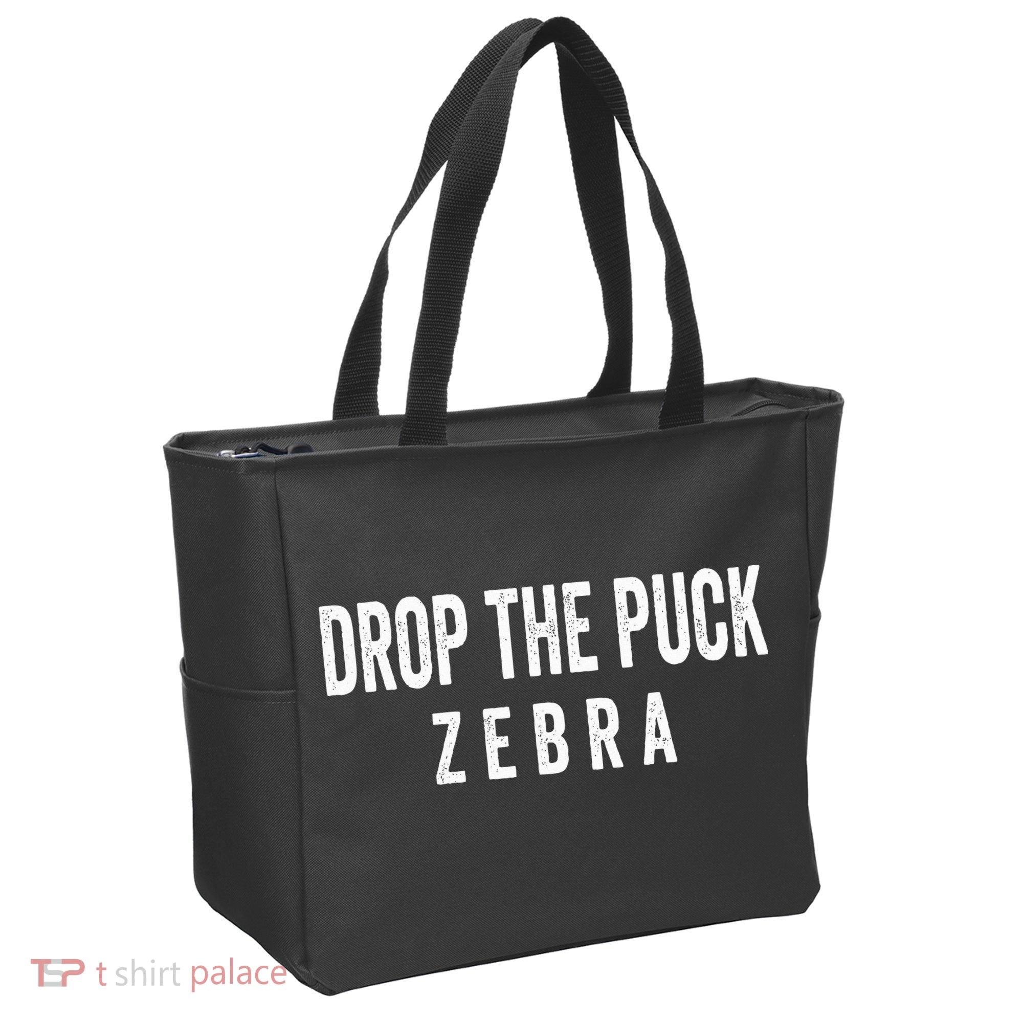 Drop The Puck Zebra Tote Bag
