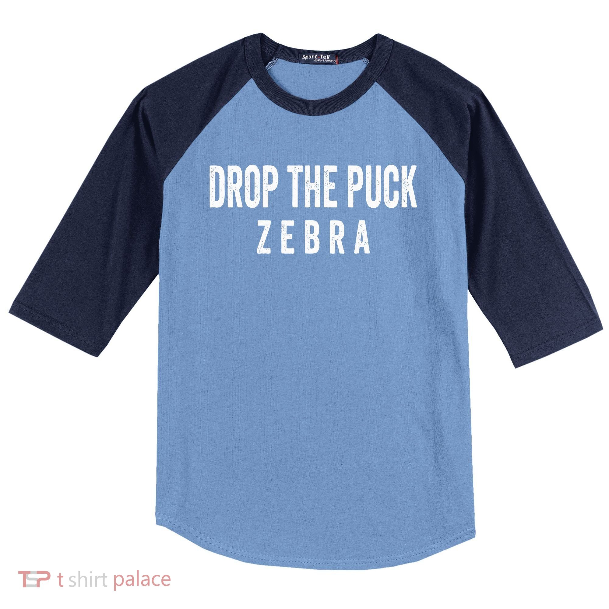 Drop The Puck Zebra Raglan Baseball Sleeve Shirt