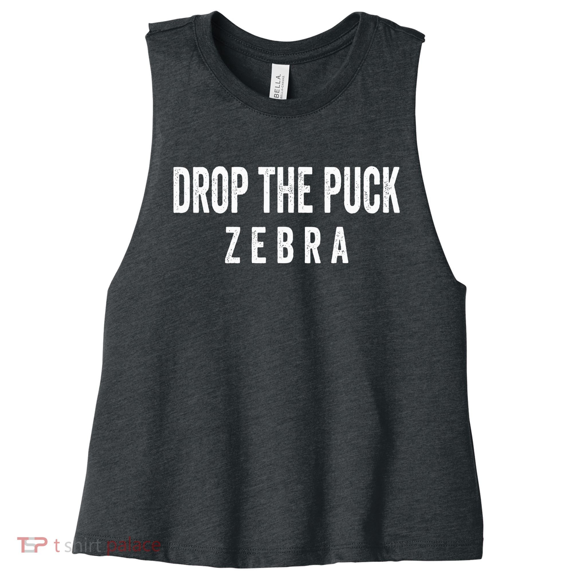 Drop The Puck Zebra Women's Racerback Cropped Tank