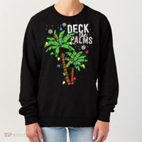 Deck The Palms Tropical Hawaii Christmas Palm Tree Lights Women's Sweatshirt thumb 0