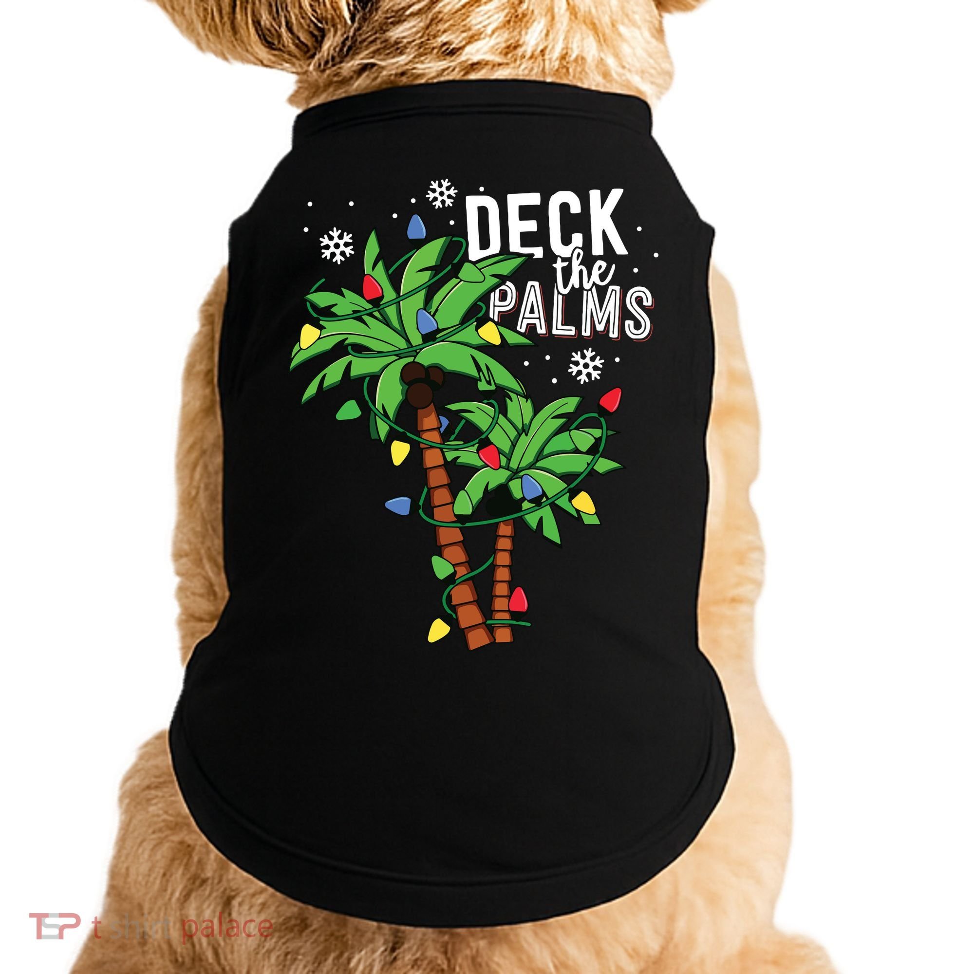 Deck The Palms Tropical Hawaii Christmas Palm Tree Lights Doggie Tank