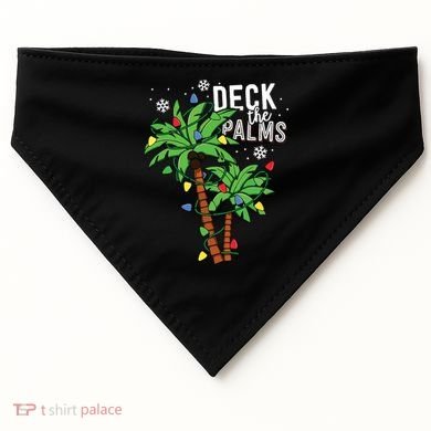 Deck The Palms Tropical Hawaii Christmas Palm Tree Lights USA-Made Doggie Bandana
