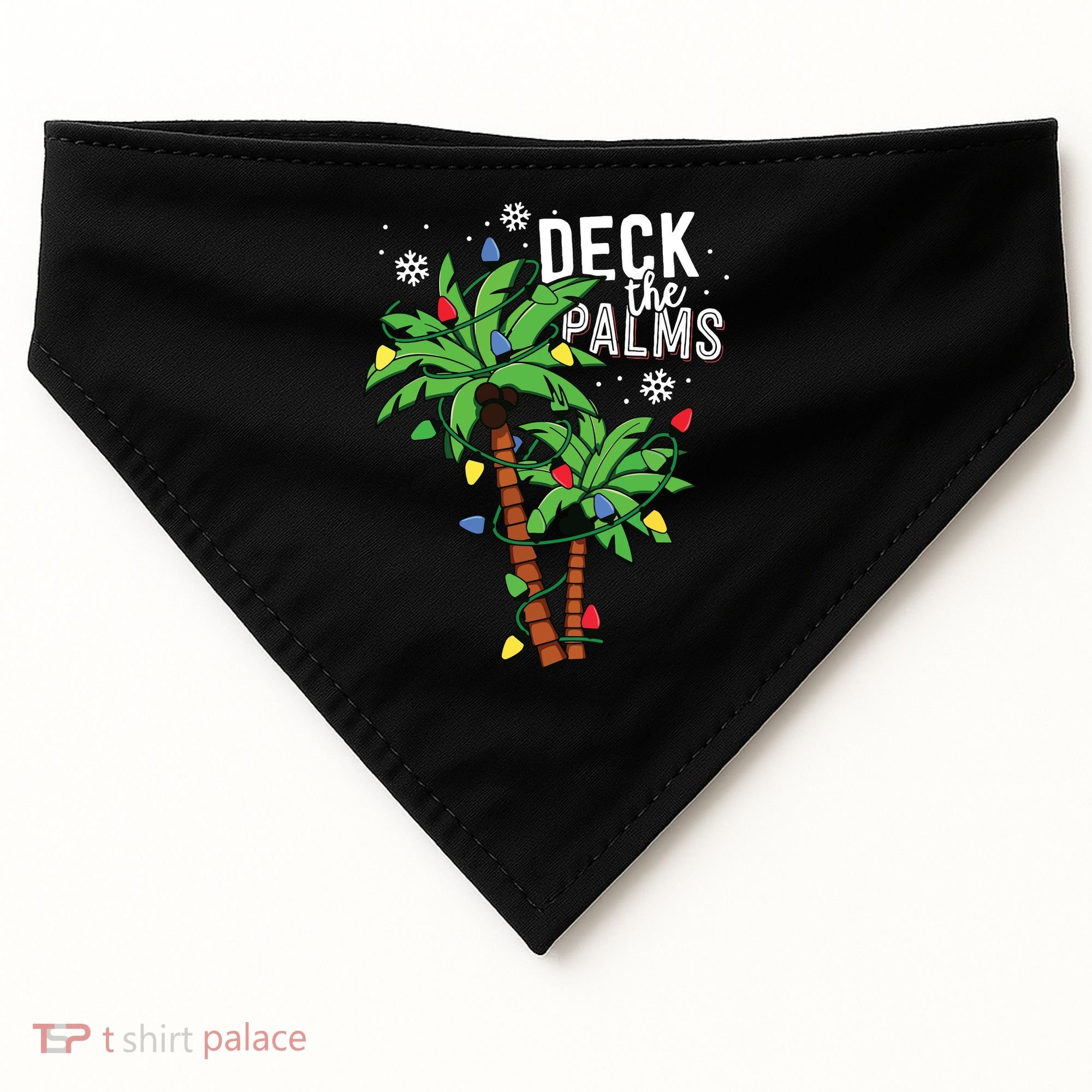 Deck The Palms Tropical Hawaii Christmas Palm Tree Lights USA-Made Doggie Bandana