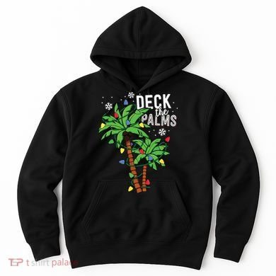 Deck The Palms Tropical Hawaii Christmas Palm Tree Lights Hoodie
