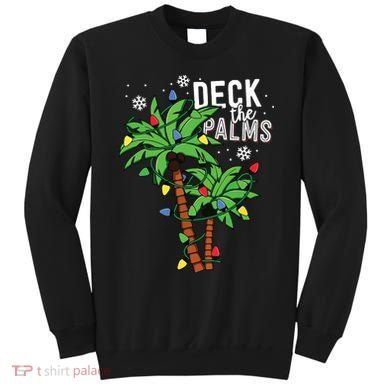 Deck The Palms Tropical Hawaii Christmas Palm Tree Lights Sweatshirt