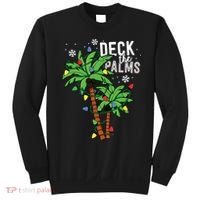 Deck The Palms Tropical Hawaii Christmas Palm Tree Lights Sweatshirt thumb 0