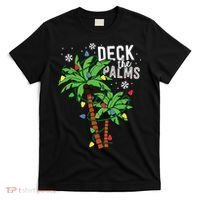 Deck The Palms Tropical Hawaii Christmas Palm Tree Lights T-Shirt thumb 0