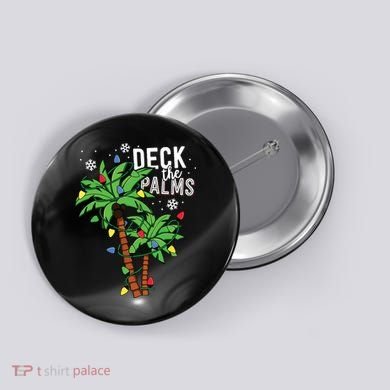Deck The Palms Tropical Hawaii Christmas Palm Tree Lights Button