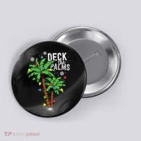 Deck The Palms Tropical Hawaii Christmas Palm Tree Lights Button thumb 0