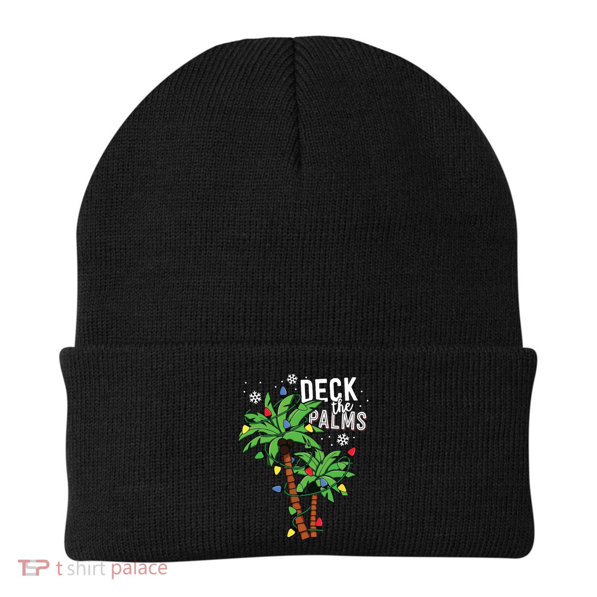 Deck The Palms Tropical Hawaii Christmas Palm Tree Lights Beanie