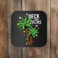 Deck The Palms Tropical Hawaii Christmas Palm Tree Lights Coaster thumb 0