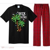 Deck The Palms Tropical Hawaii Christmas Palm Tree Lights Pajama Set thumb 0