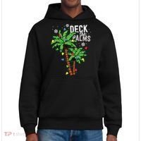 Deck The Palms Tropical Hawaii Christmas Palm Tree Lights District V.I.T. Heavyweight Hoodie thumb 0