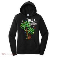 Deck The Palms Tropical Hawaii Christmas Palm Tree Lights Women's Hoodie thumb 0