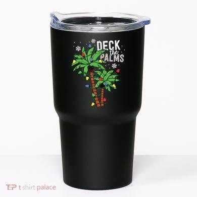 Deck The Palms Tropical Hawaii Christmas Palm Tree Lights Tumbler