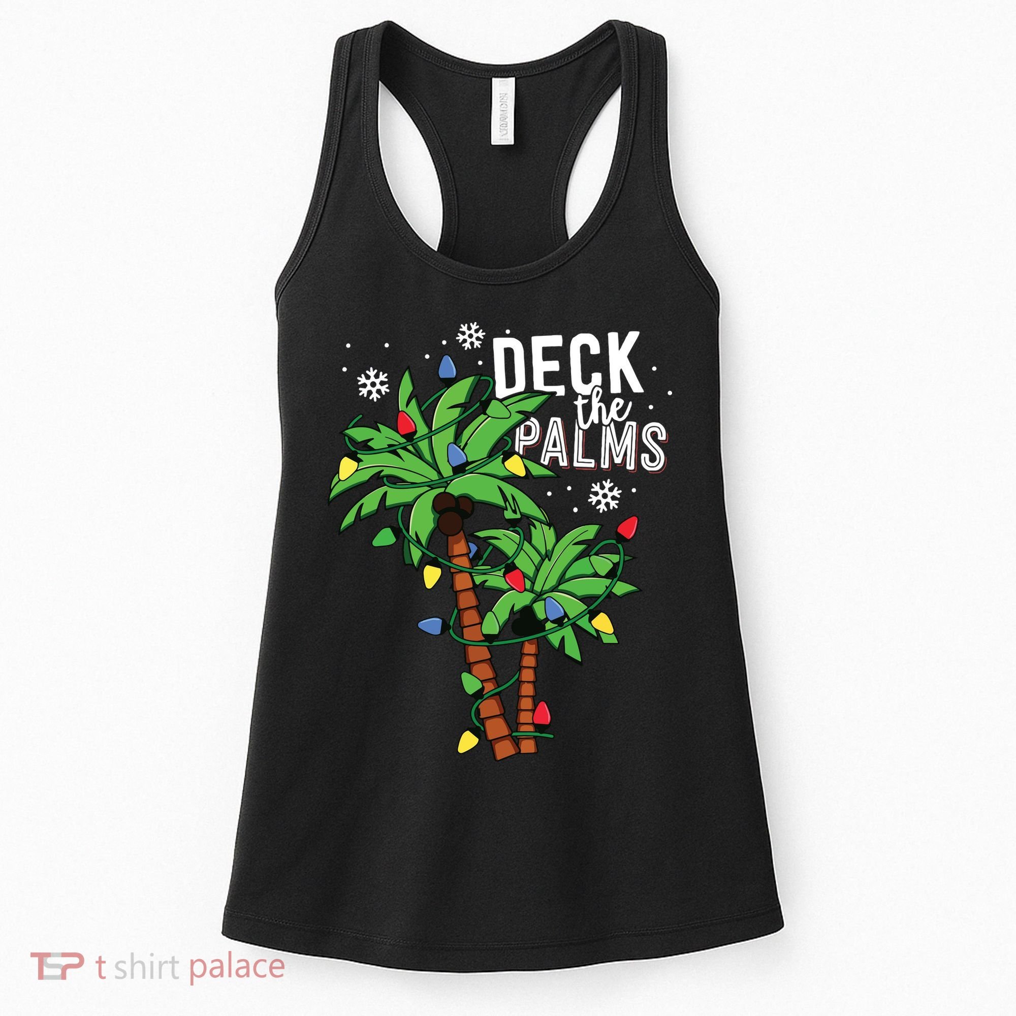 Deck The Palms Tropical Hawaii Christmas Palm Tree Lights Women's Tank Top