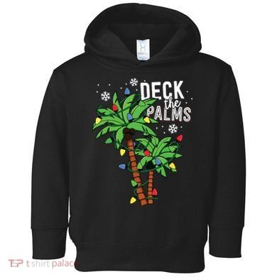 Deck The Palms Tropical Hawaii Christmas Palm Tree Lights Toddler Hoodie